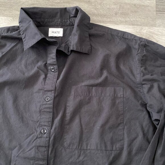 MATE the Label Poplin Organic Cotton Button Down Shirt Womens Large Jet Black - Picture 7 of 12